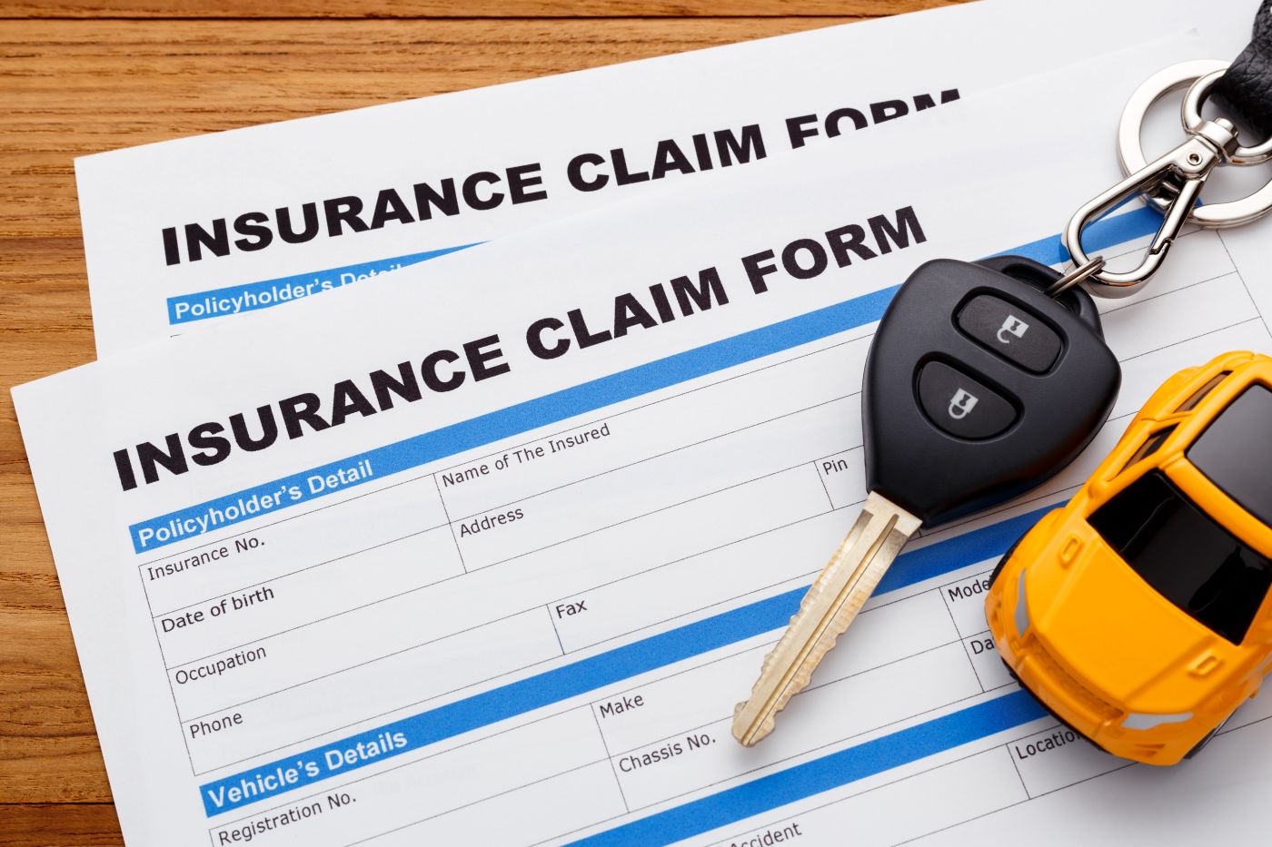 Blank insurance form for windshield repair and replacement insurance claim.